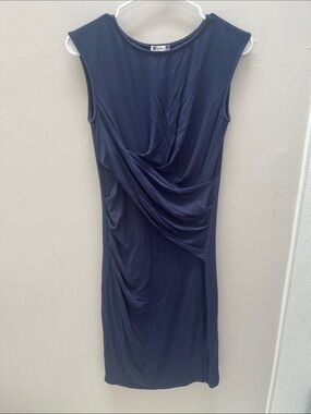 Kut from the Kloth Navy Sleeveless Draped Midi Dress